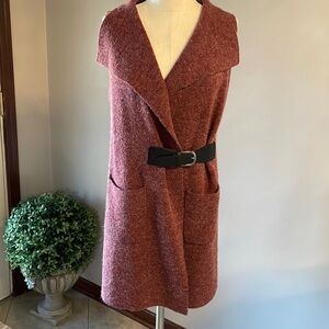 Soft Surroundings Solange fashion belted sweater vest long cross over size PM